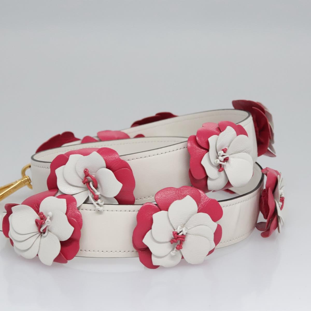 PRADA Flower Shoulder Strap Leather 40.2"""" White