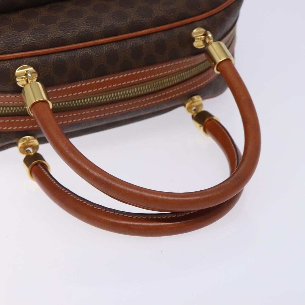 CELINE Macadam Canvas Hand Bag PVC Leather Brown Gold