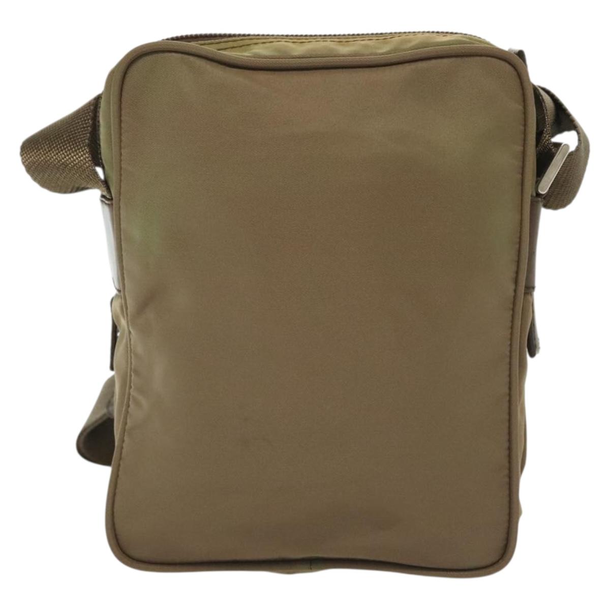 PRADA Shoulder Bag Nylon Khaki Silver