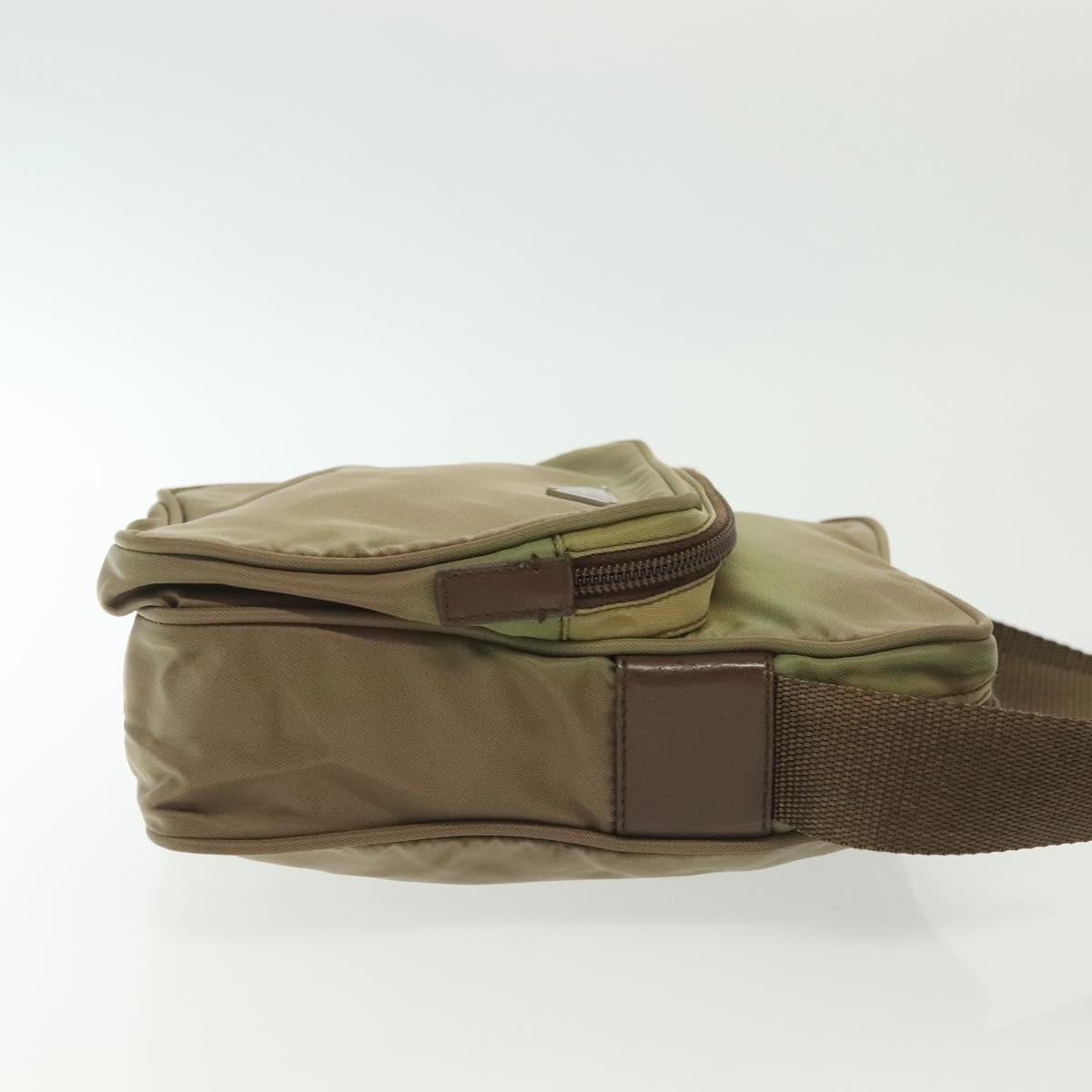 PRADA Shoulder Bag Nylon Khaki Silver
