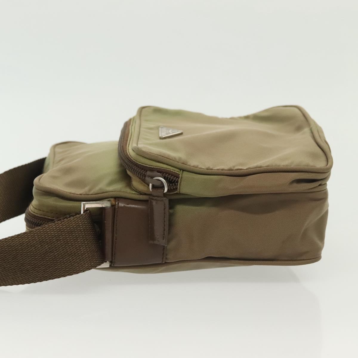PRADA Shoulder Bag Nylon Khaki Silver