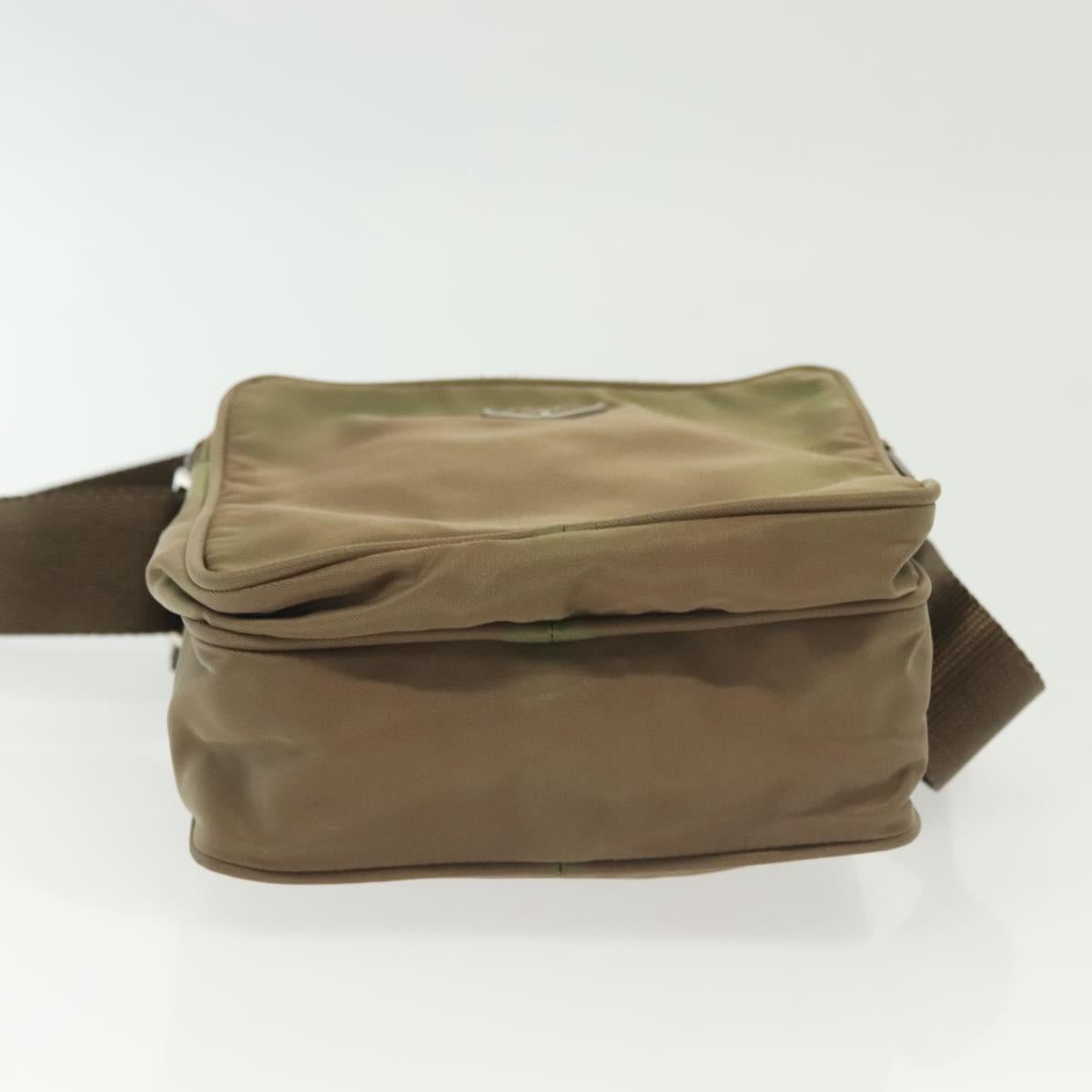 PRADA Shoulder Bag Nylon Khaki Silver