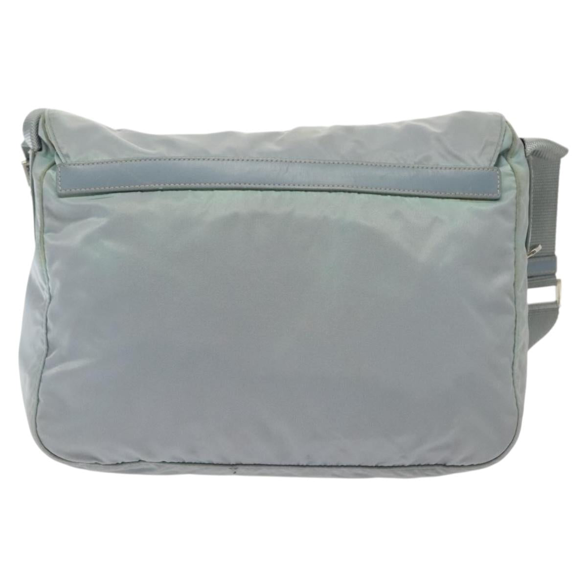 PRADA Shoulder Bag Nylon Light Blue Silver