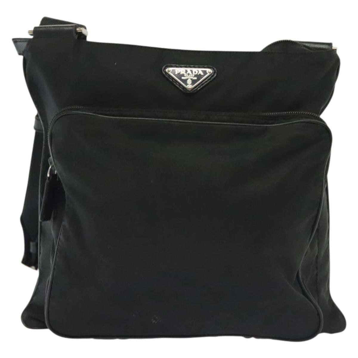 PRADA Shoulder Bag Nylon Black Silver