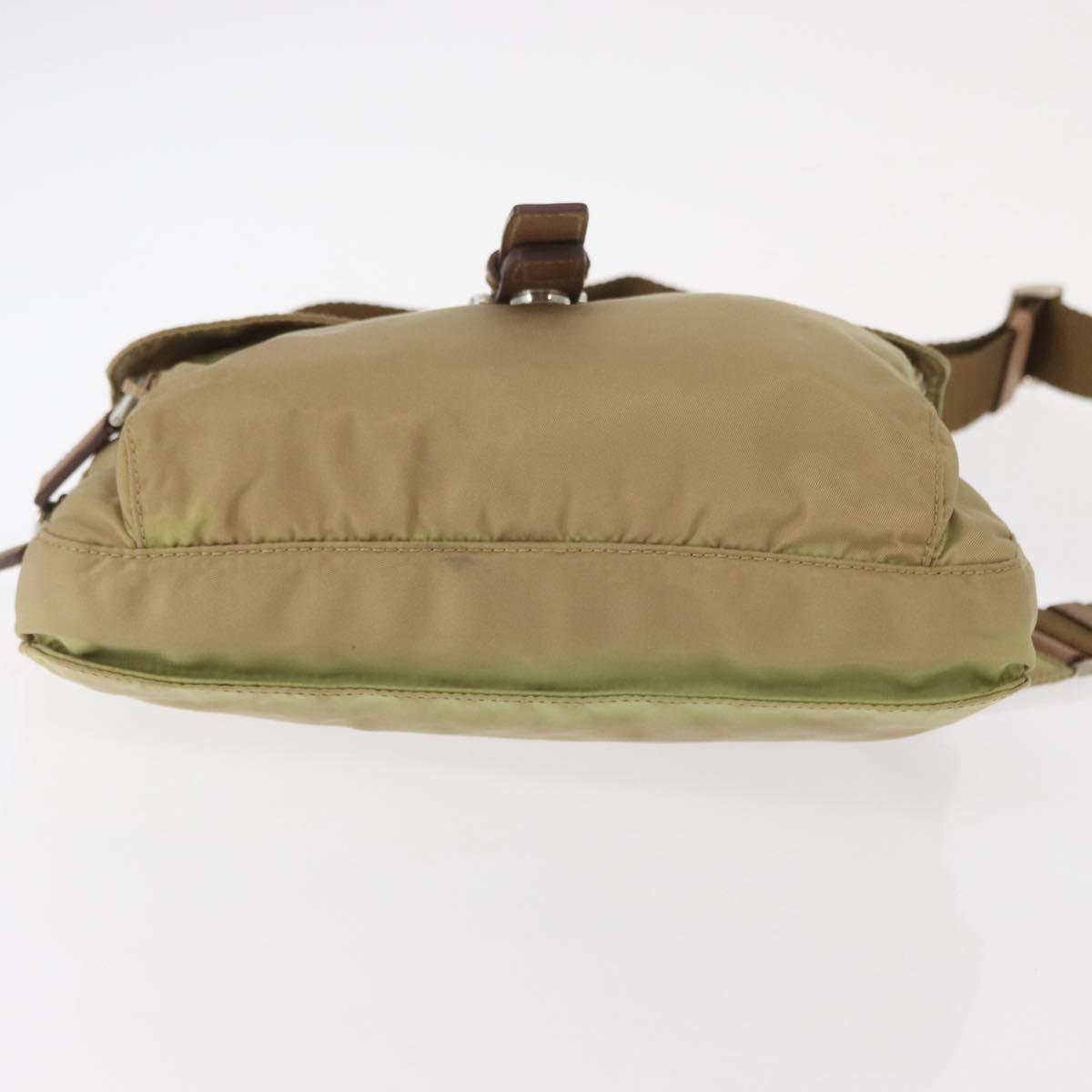 PRADA Shoulder Bag Nylon Beige Silver