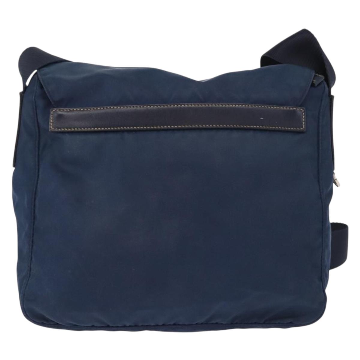 PRADA Shoulder Bag Nylon Navy Silver