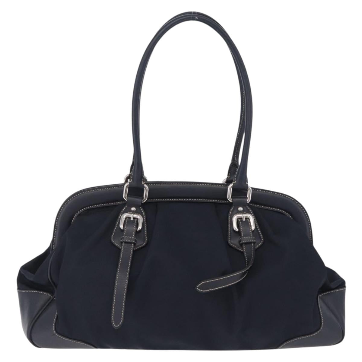 PRADA Boston Bag Nylon Navy Silver
