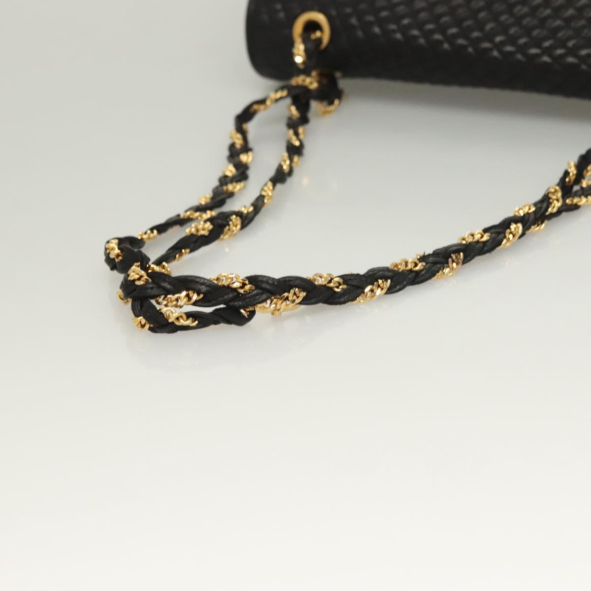 BALLY Chain Shoulder Bag Leather Black Gold