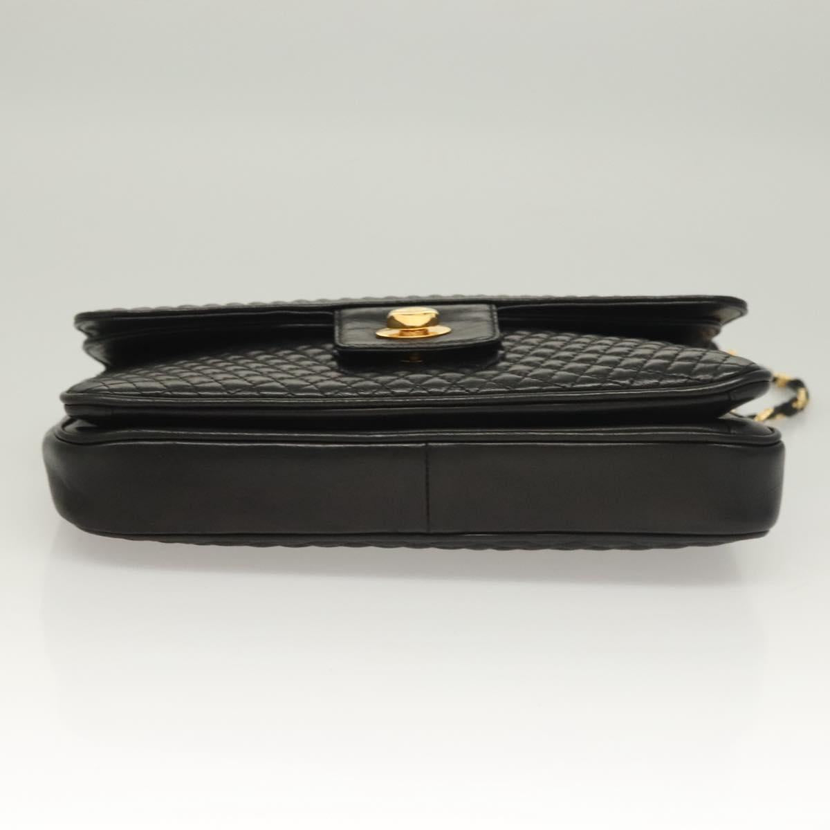 BALLY Chain Shoulder Bag Leather Black Gold