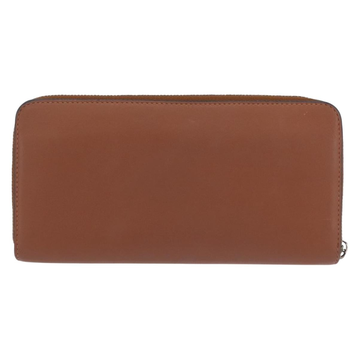 LOEWE Long Wallet Leather Brown Silver