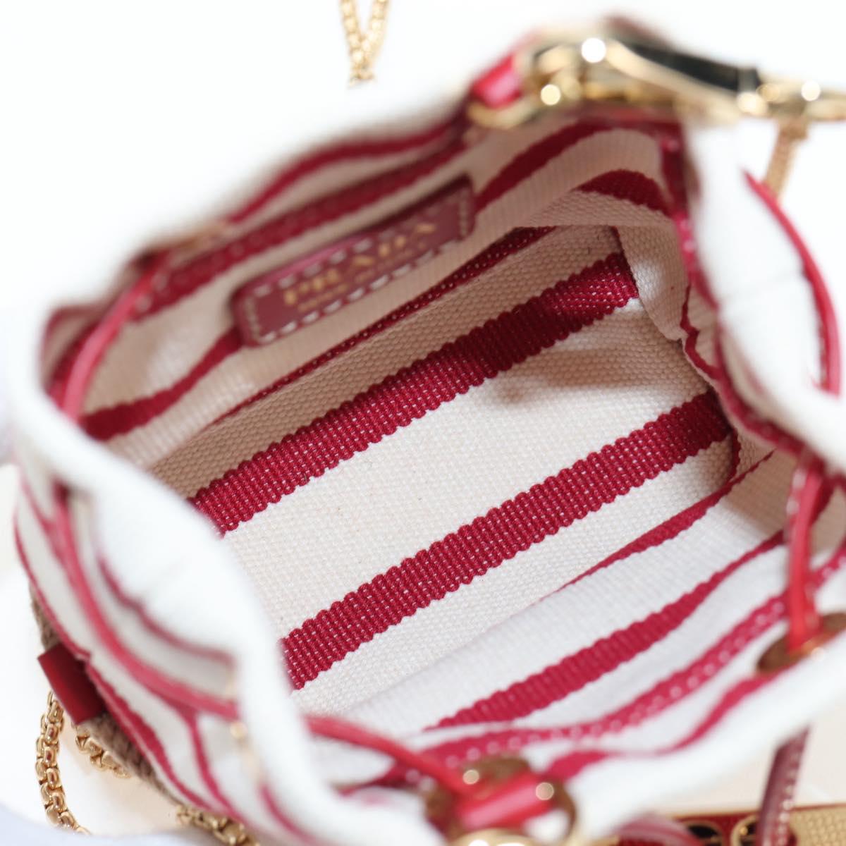 PRADA Chain Shoulder Pouch Canvas Red Gold