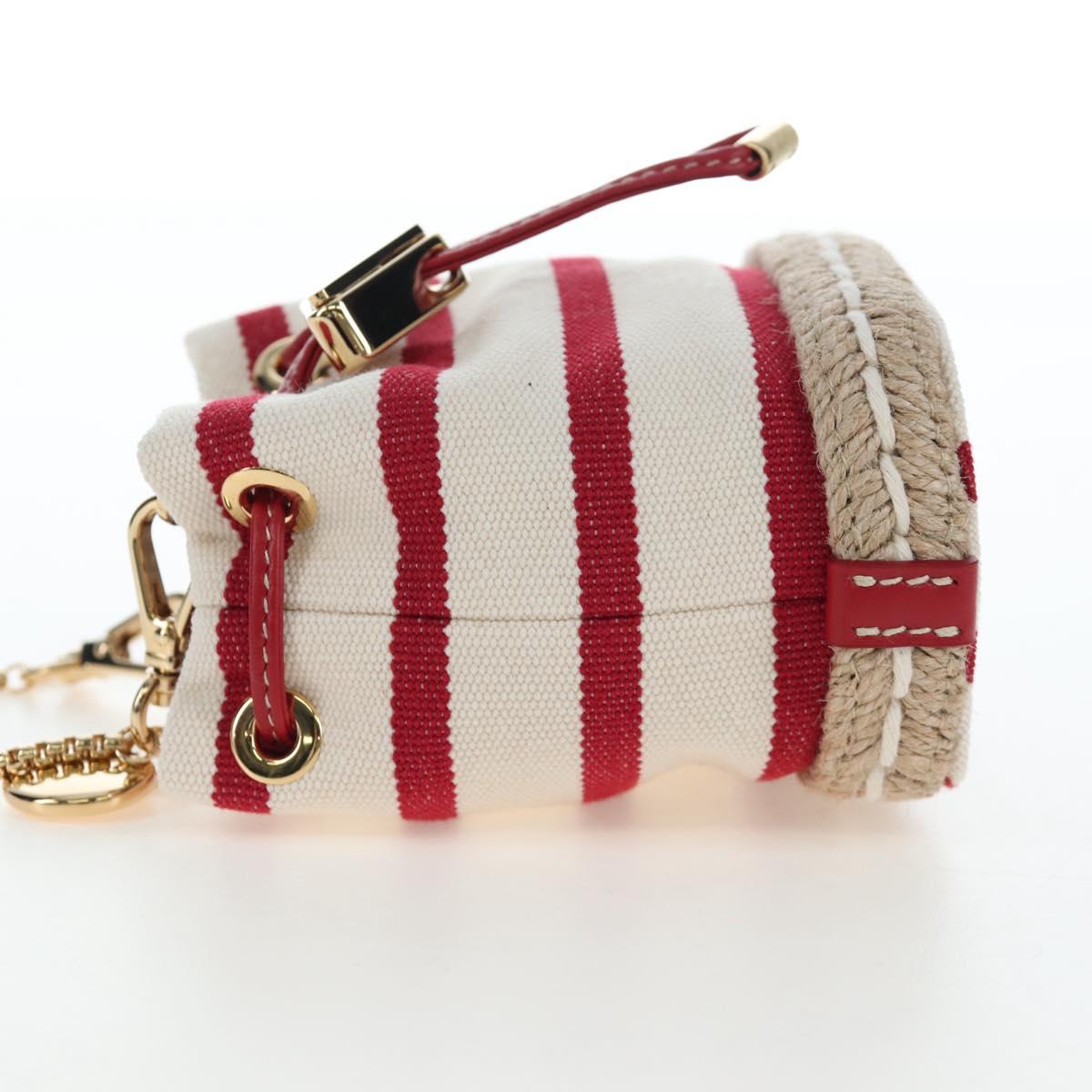 PRADA Chain Shoulder Pouch Canvas Red Gold