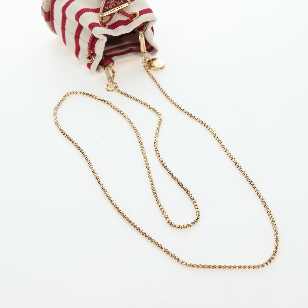 PRADA Chain Shoulder Pouch Canvas Red Gold