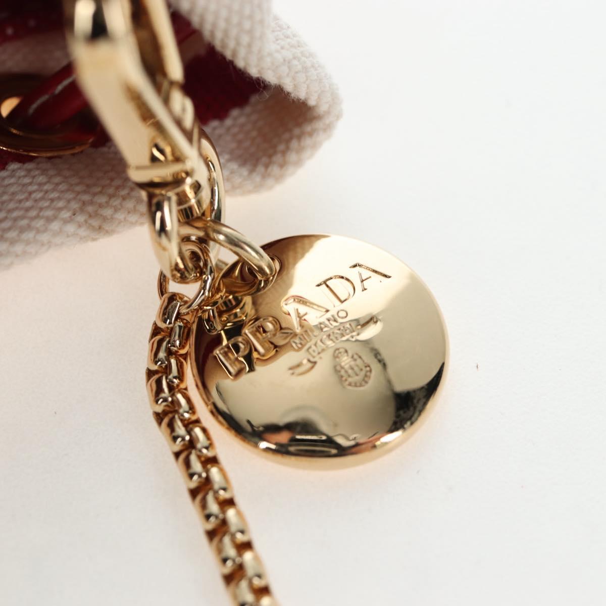 PRADA Chain Shoulder Pouch Canvas Red Gold