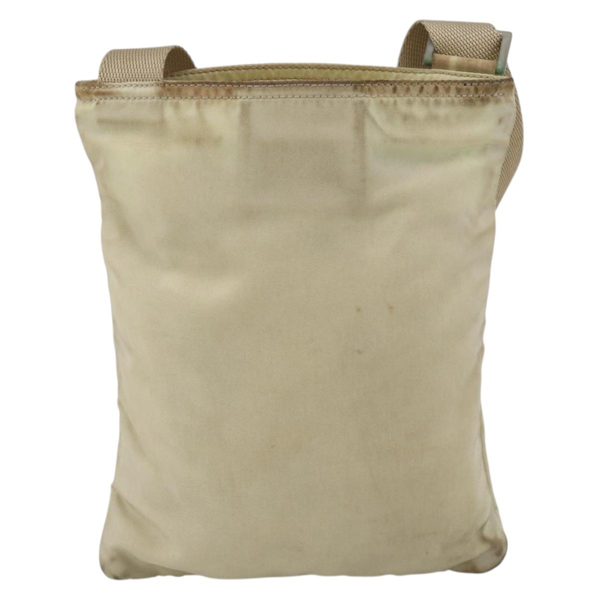 PRADA Shoulder Bag Nylon Beige Silver
