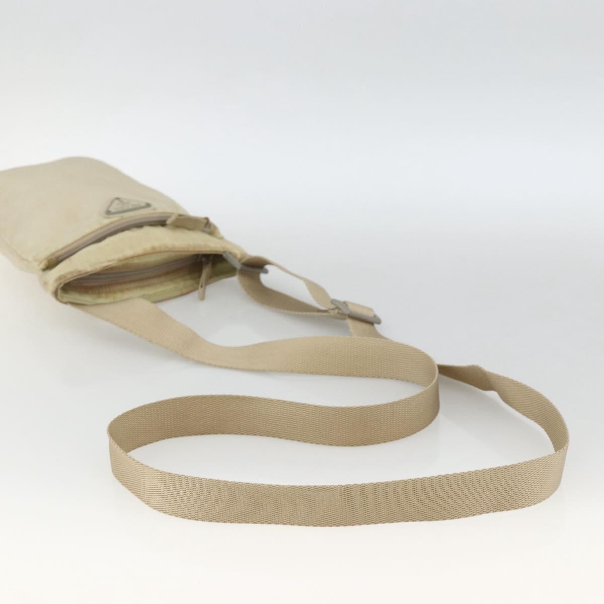 PRADA Shoulder Bag Nylon Beige Silver