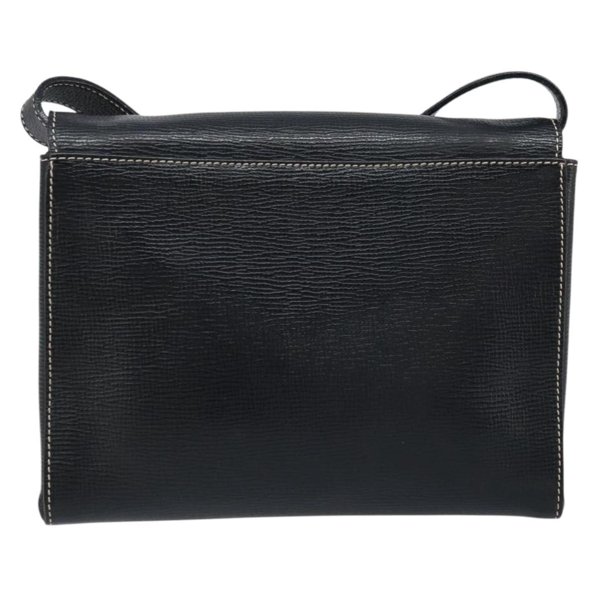 CELINE Circle Shoulder Bag Leather Black Silver