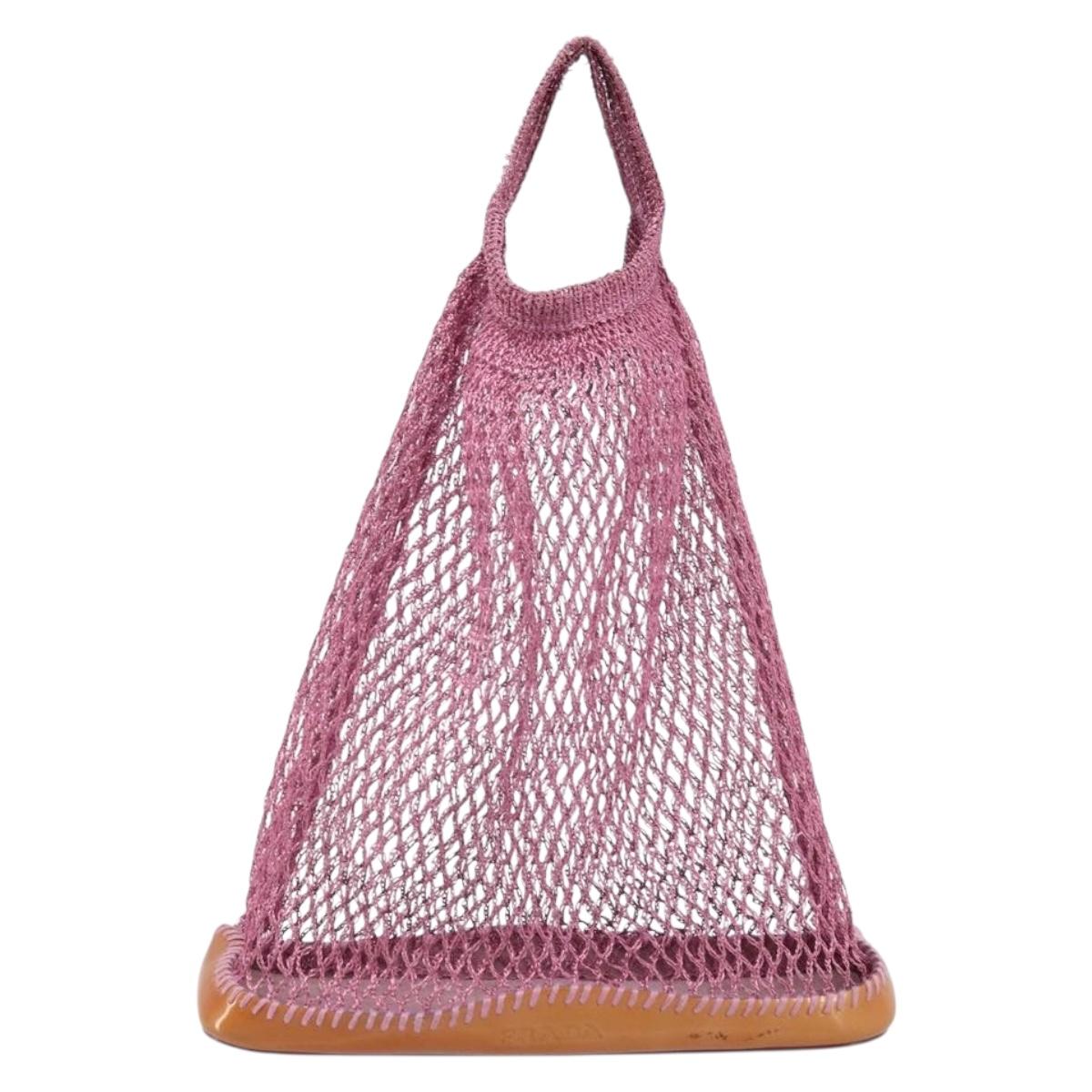 PRADA Hand Bag Patent leather mesh Pink