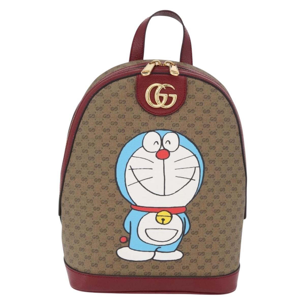 GUCCI Micro GG Supreme Doraemon Backpack PVC Beige Gold 647816