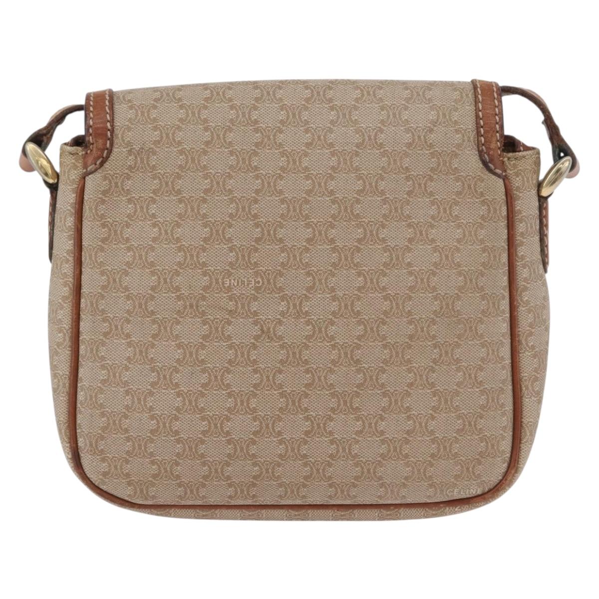 CELINE Macadam Canvas Shoulder Bag PVC Beige Gold