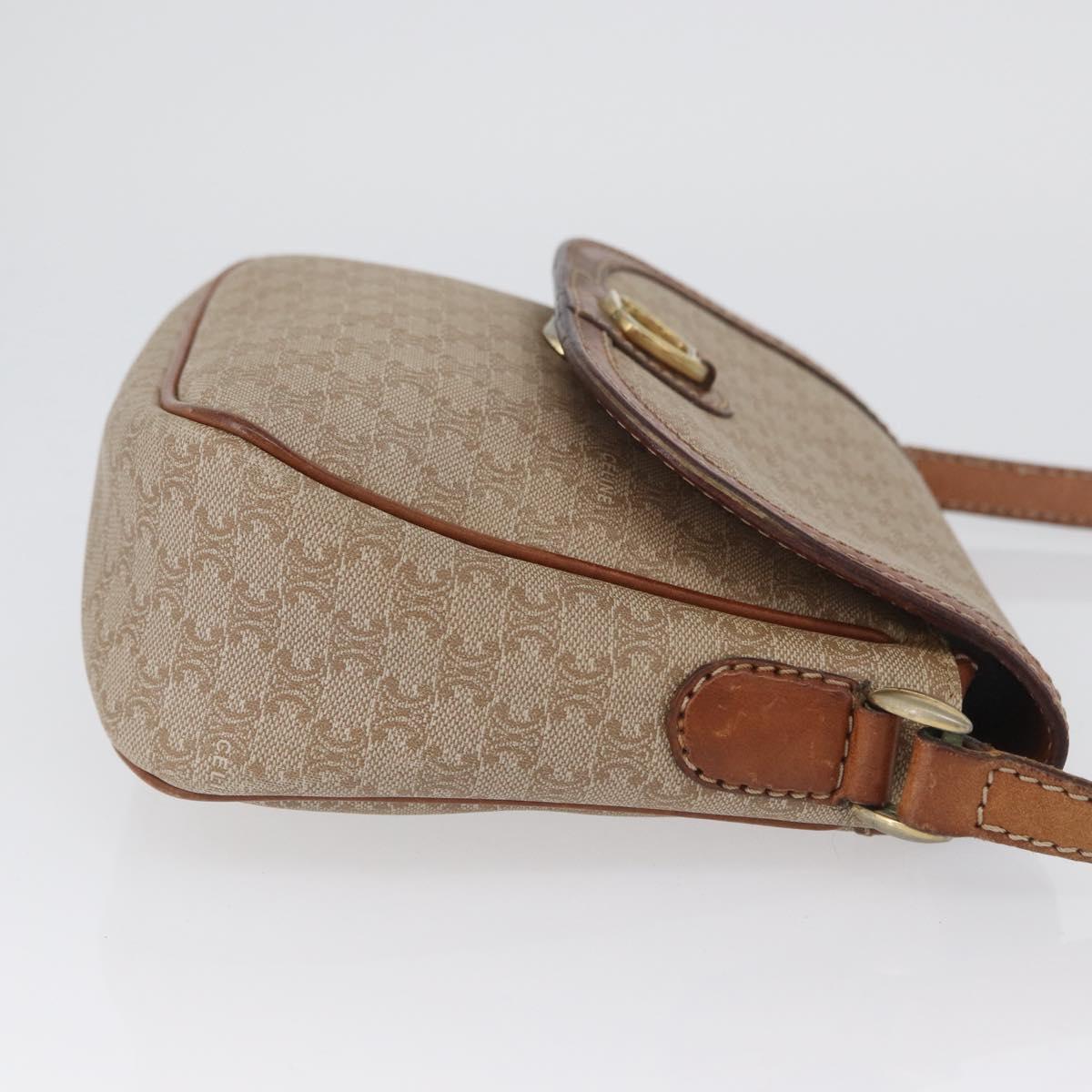 CELINE Macadam Canvas Shoulder Bag PVC Beige Gold