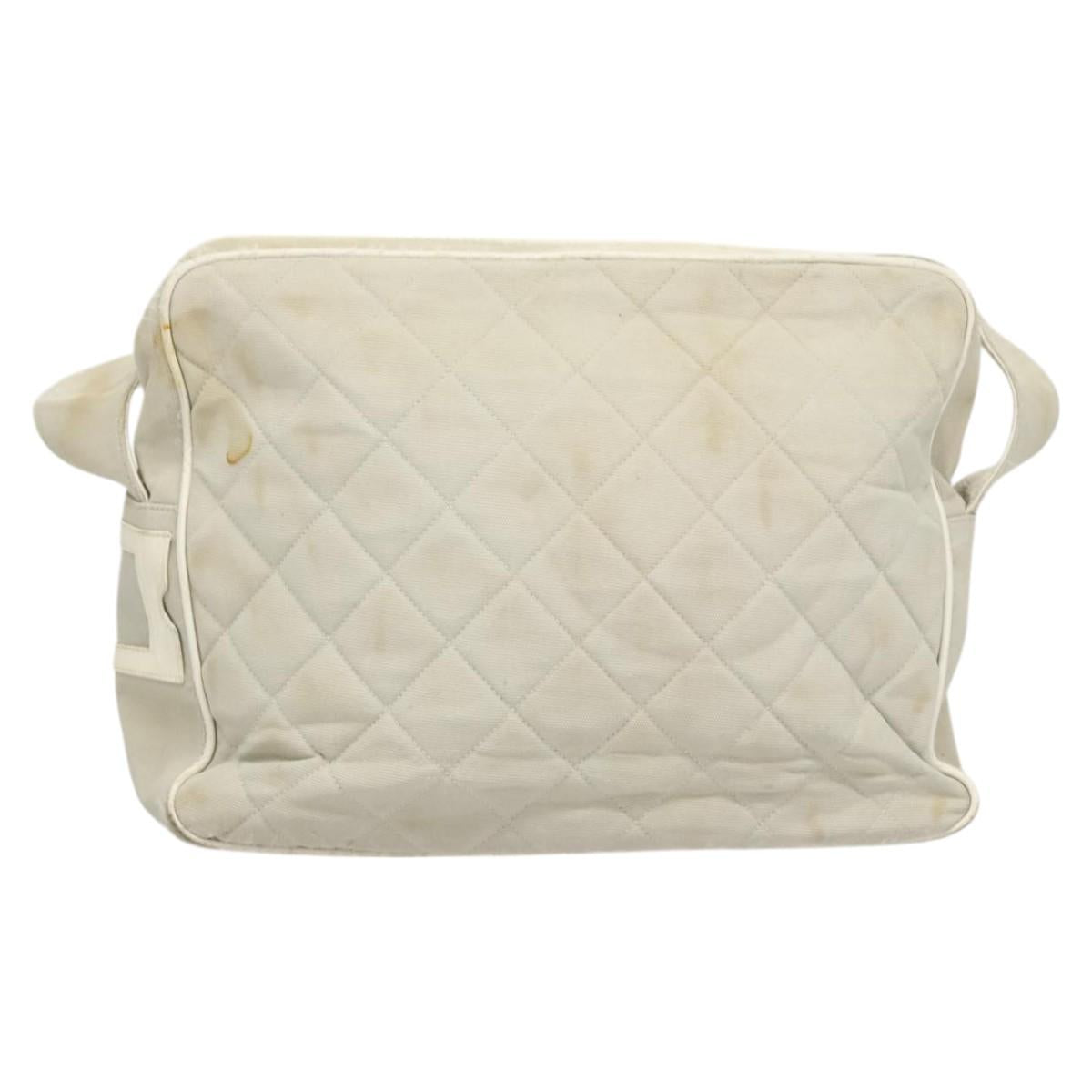 CHANEL Shoulder Bag Canvas Gray Silver CC