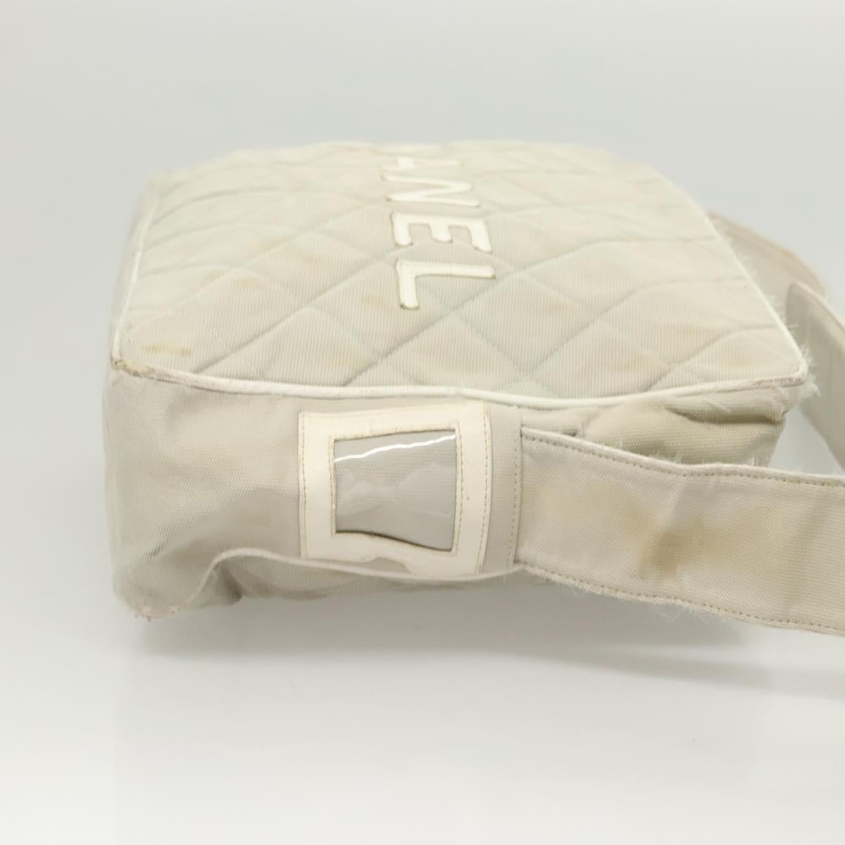 CHANEL Shoulder Bag Canvas Gray Silver CC