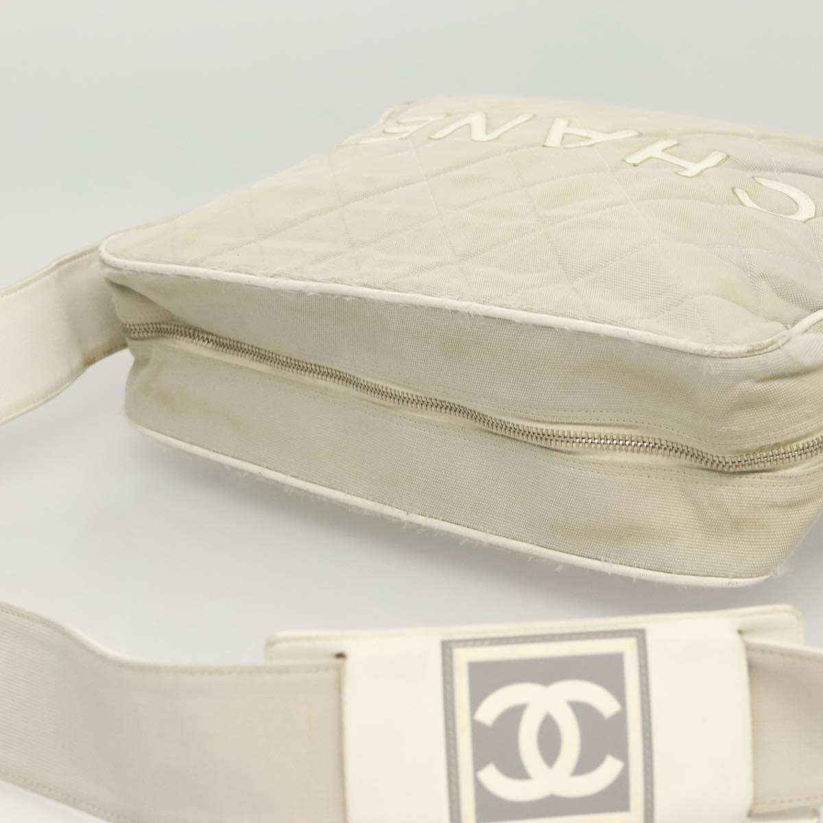 CHANEL Shoulder Bag Canvas Gray Silver CC