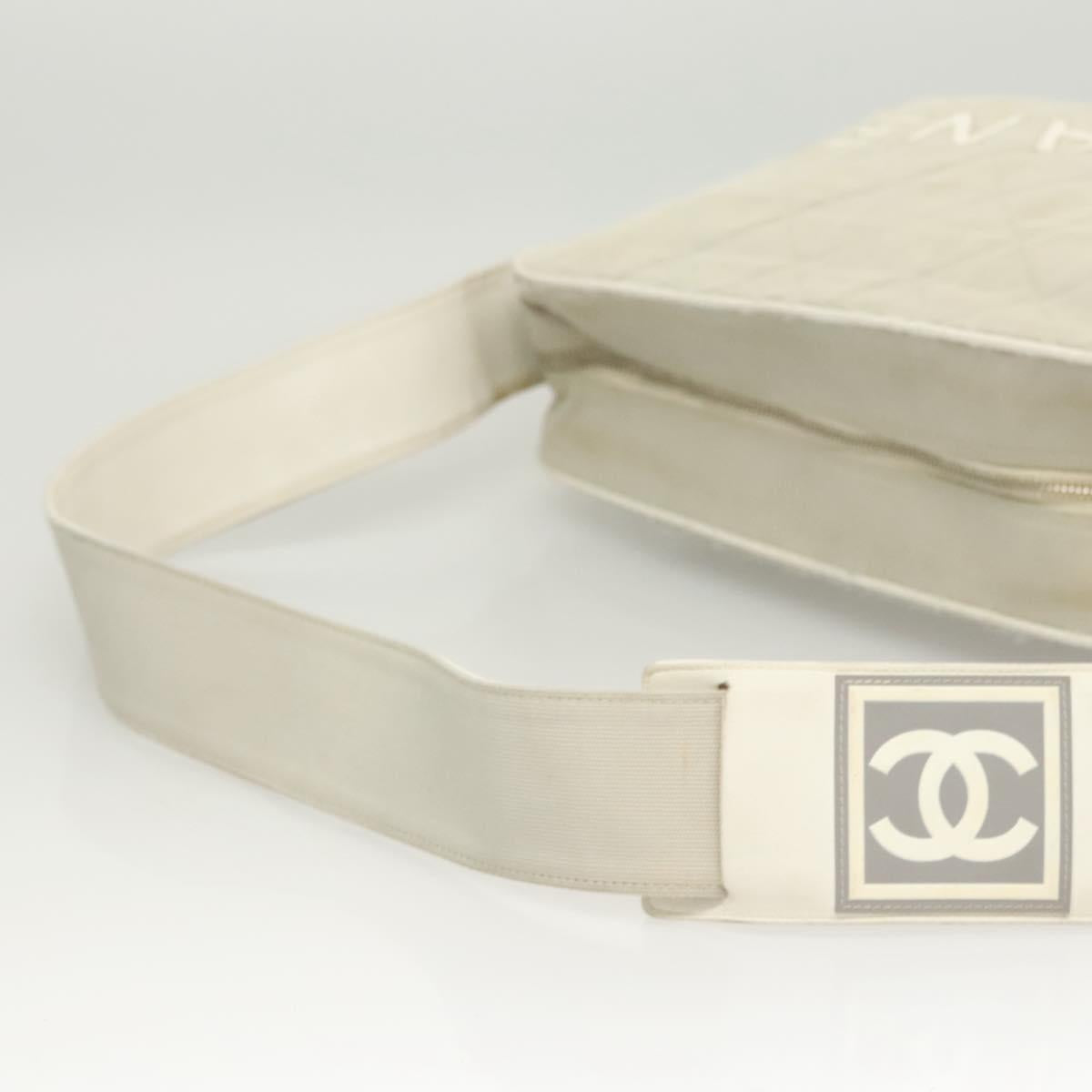 CHANEL Shoulder Bag Canvas Gray Silver CC