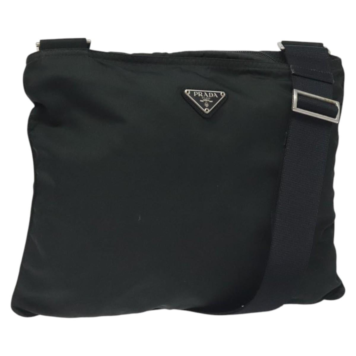PRADA Shoulder Bag Nylon Black Silver
