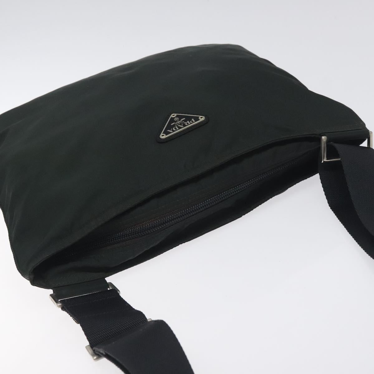 PRADA Shoulder Bag Nylon Black Silver