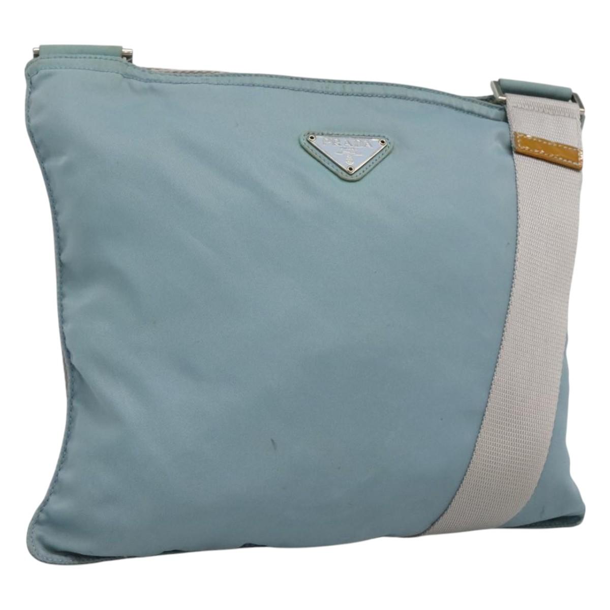 PRADA Shoulder Bag Nylon Blue Silver