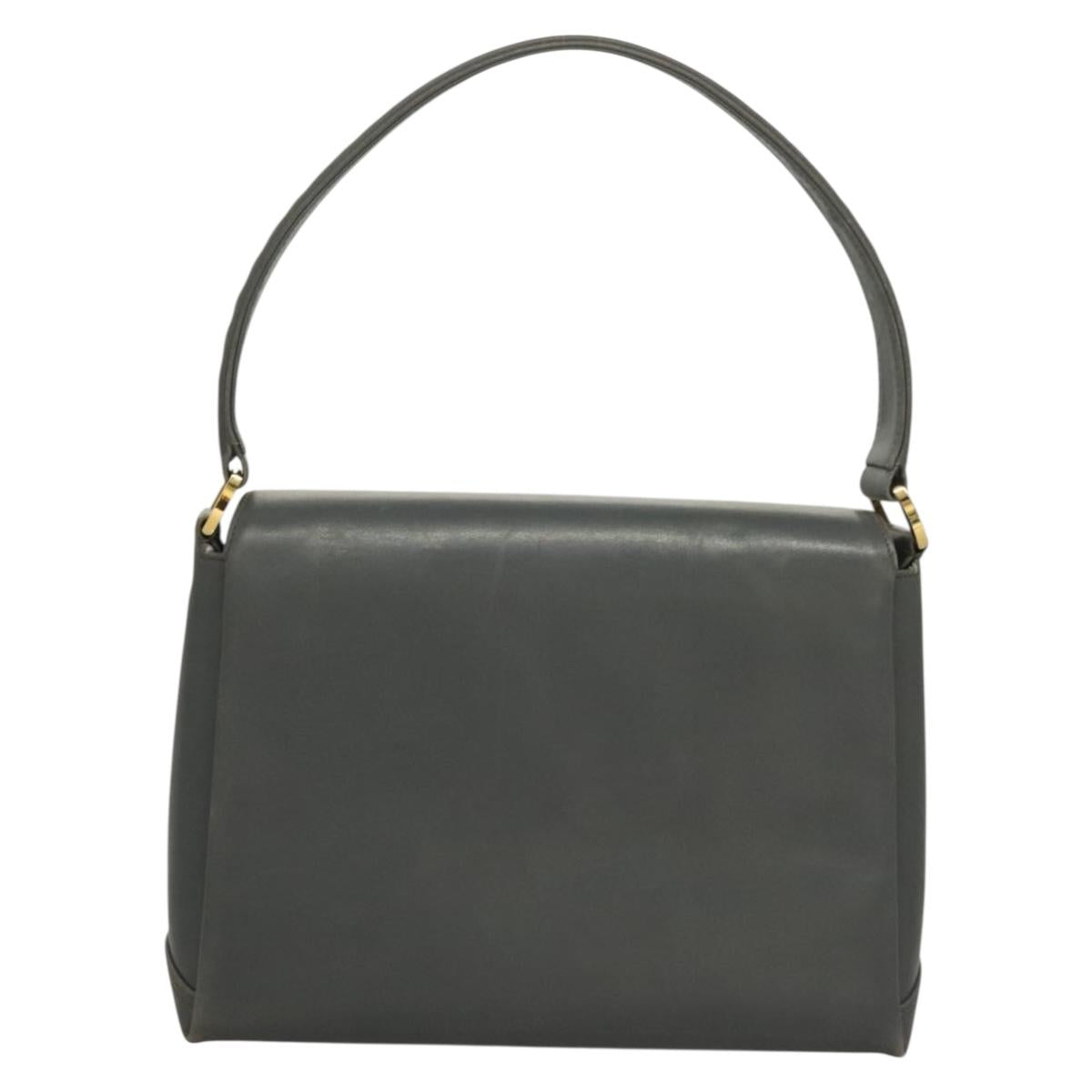 GUCCI Hand Bag Leather Gray Silver