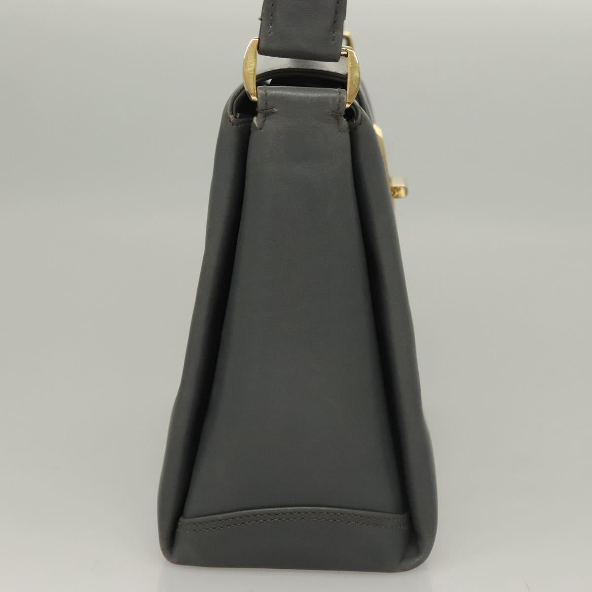 GUCCI Hand Bag Leather Gray Silver