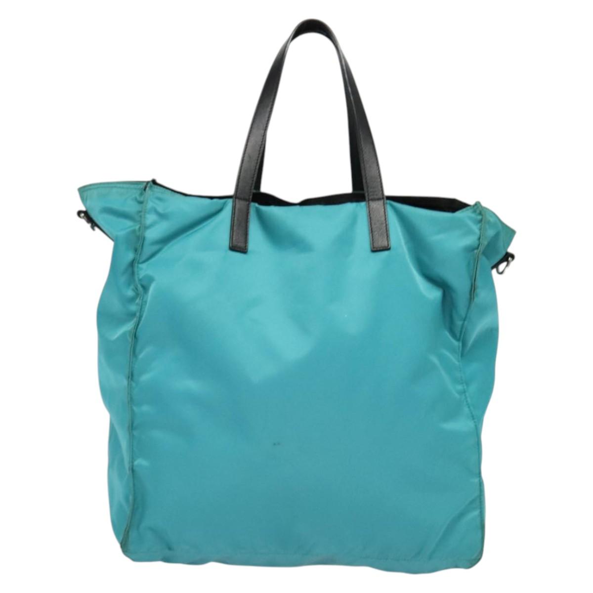 PRADA Tote Bag Nylon Blue Silver