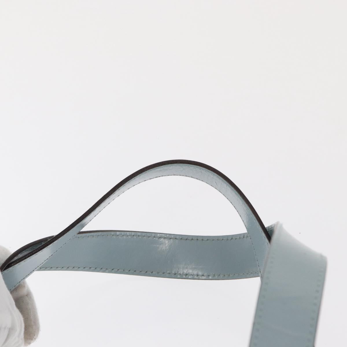 GUCCI mesh Hand Bag Nylon Light Blue Silver