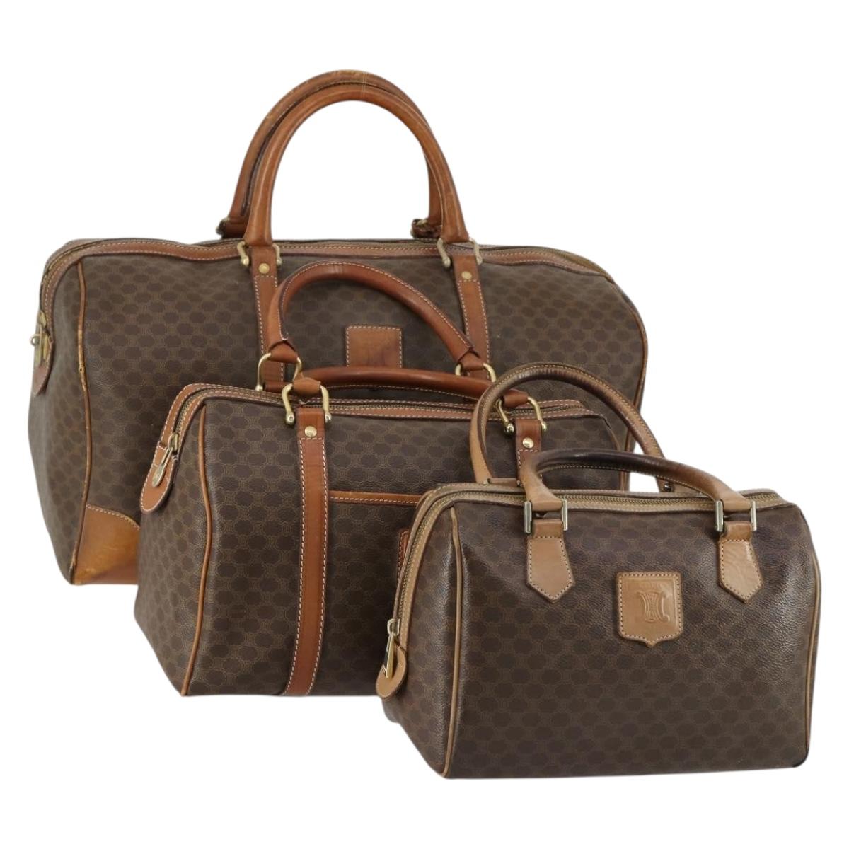 CELINE Macadam Canvas Bag PVC 3 Set Brown