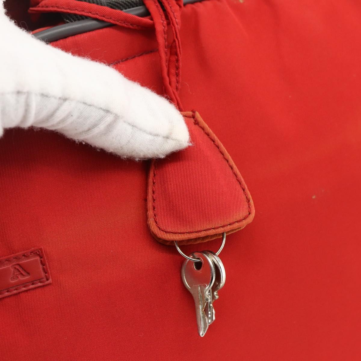 PRADA Boston Bag Nylon Red Silver