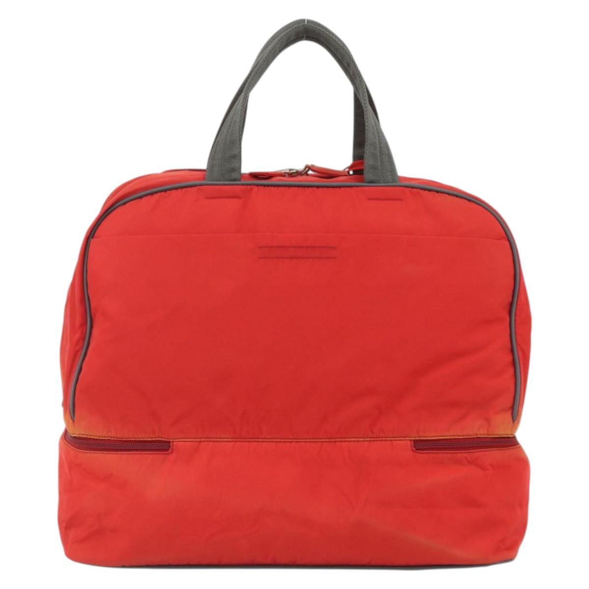 PRADA Boston Bag Nylon Red Silver