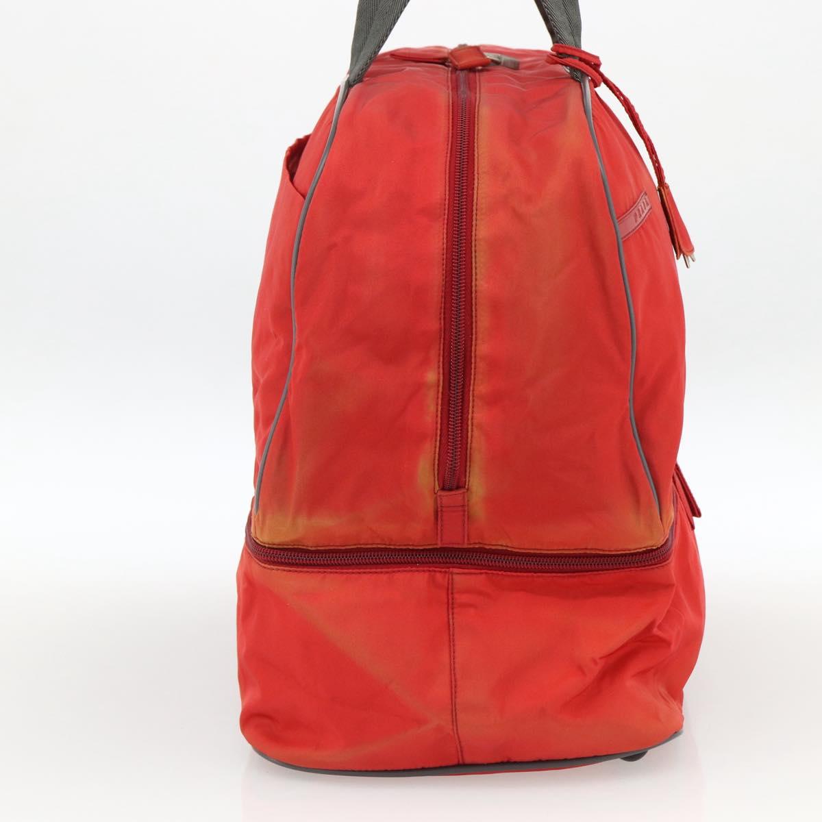 PRADA Boston Bag Nylon Red Silver