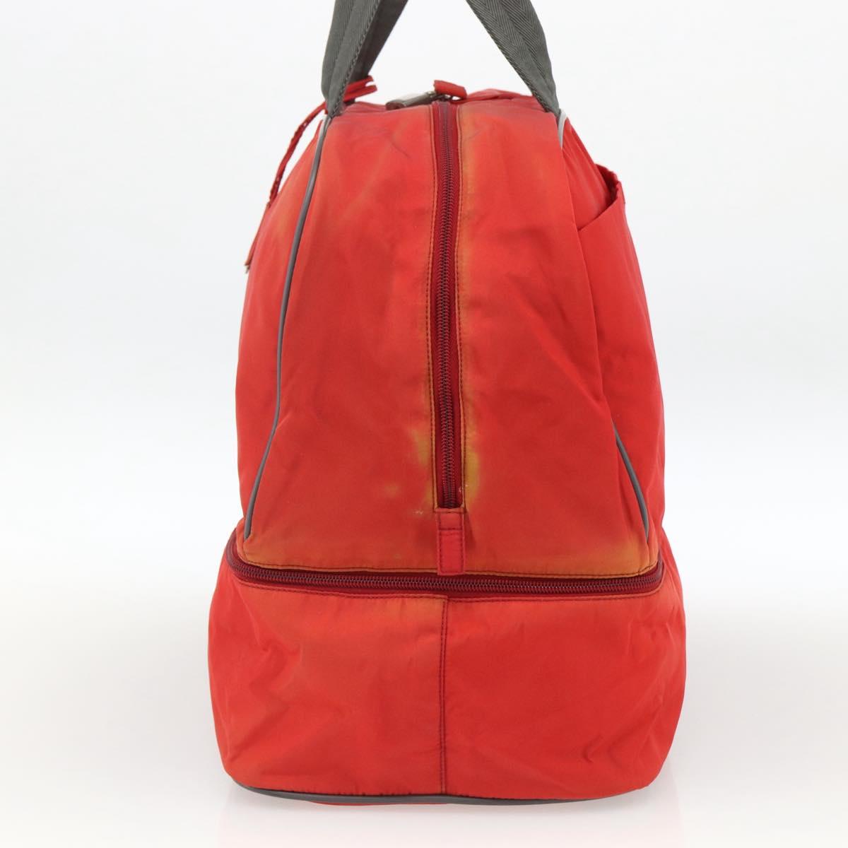 PRADA Boston Bag Nylon Red Silver
