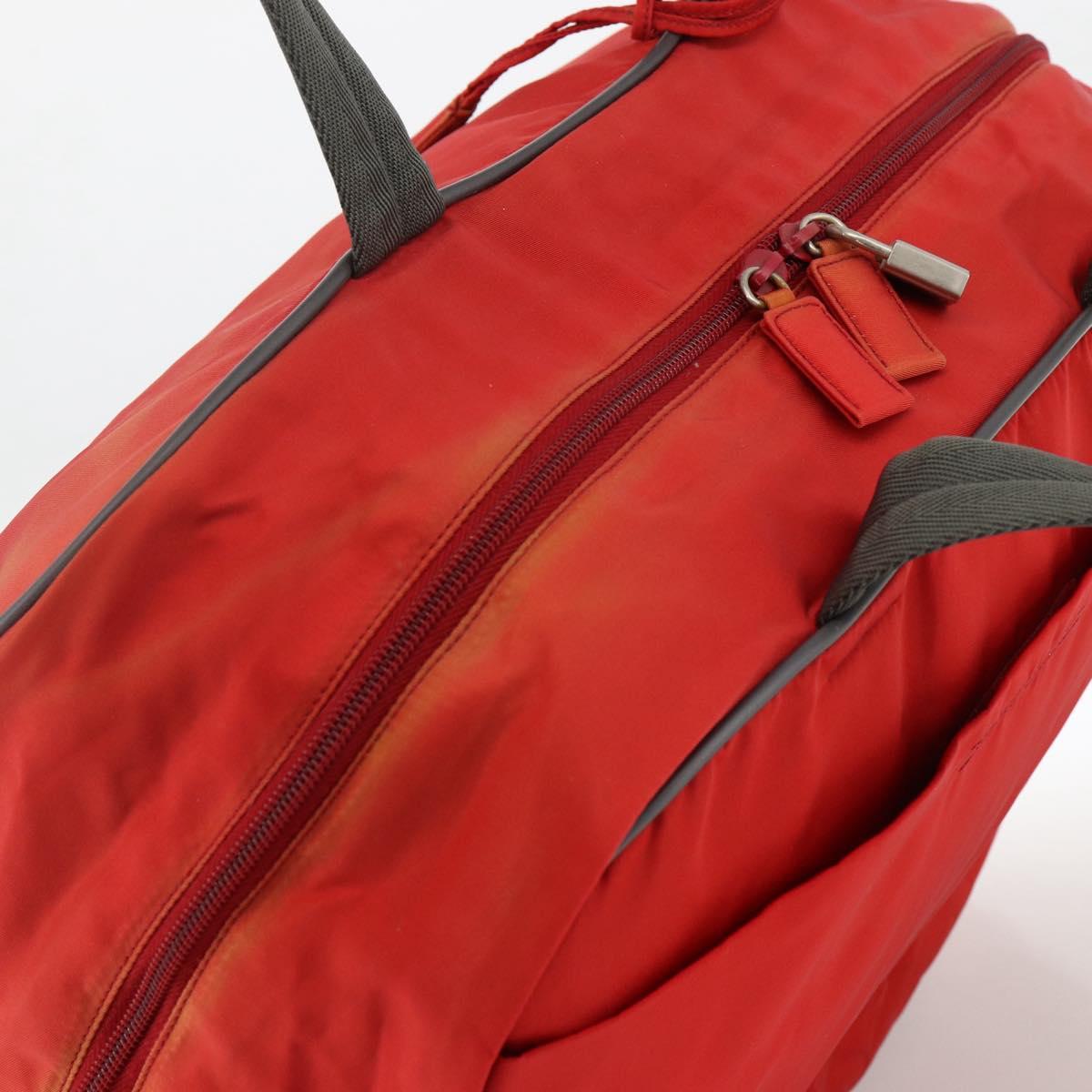 PRADA Boston Bag Nylon Red Silver