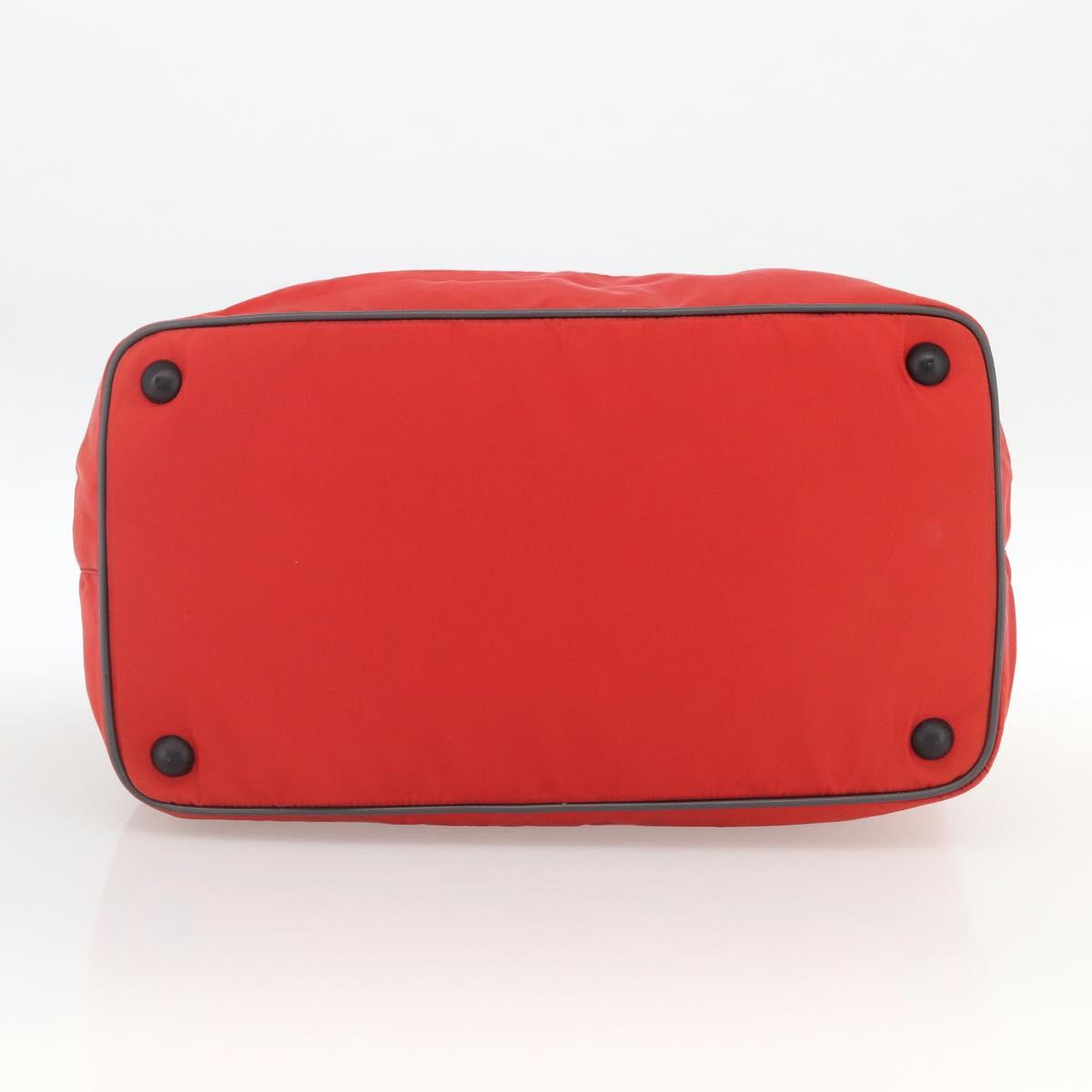PRADA Boston Bag Nylon Red Silver