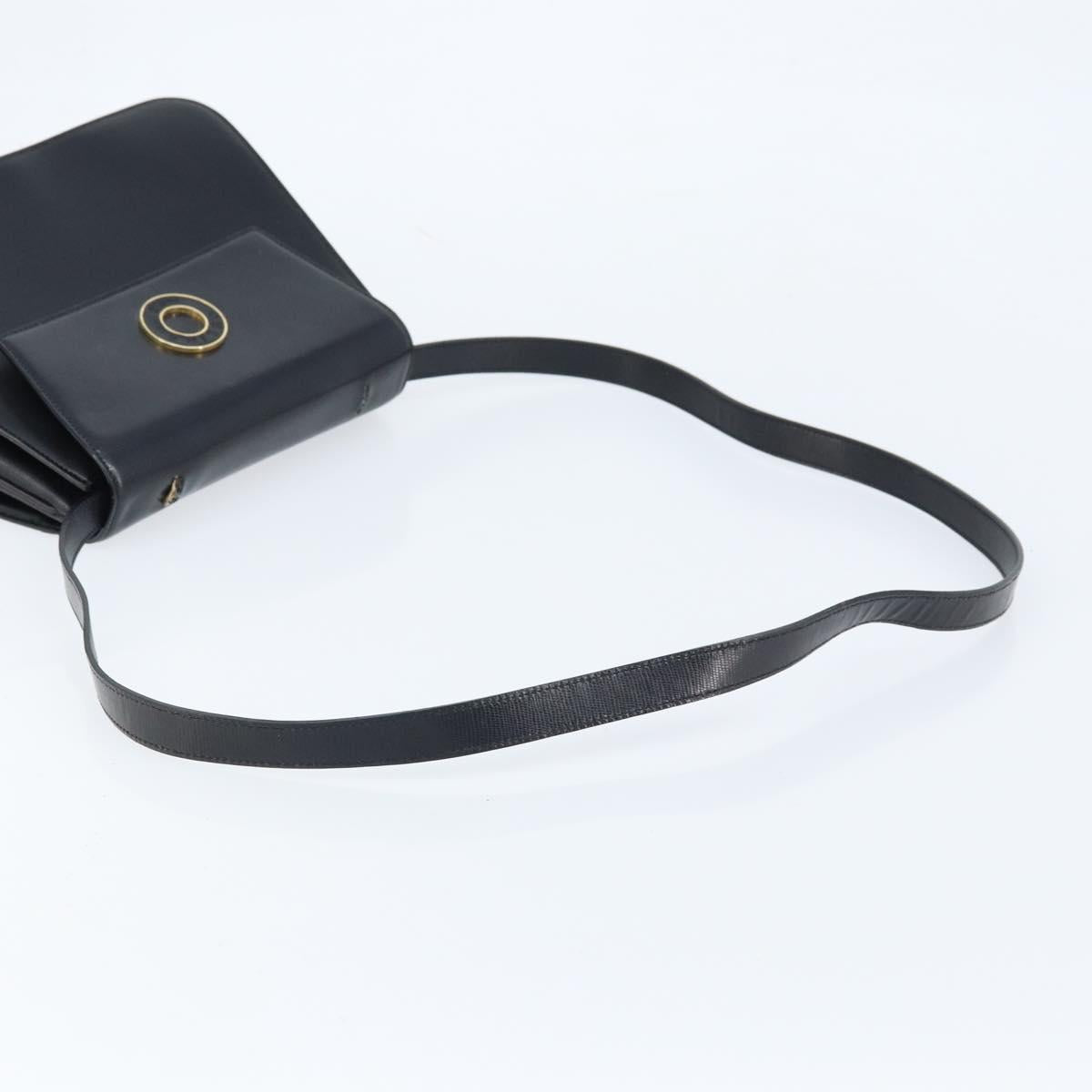 CELINE Hand Bag Leather 2way Black Gold