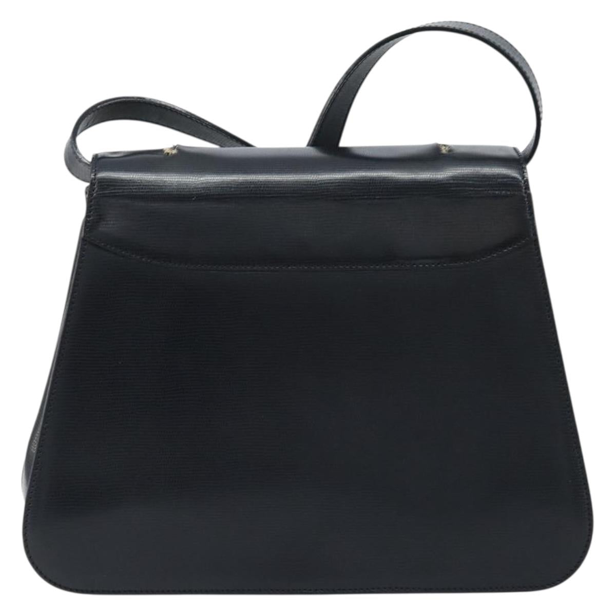 CELINE Hand Bag Leather 2way Black Gold