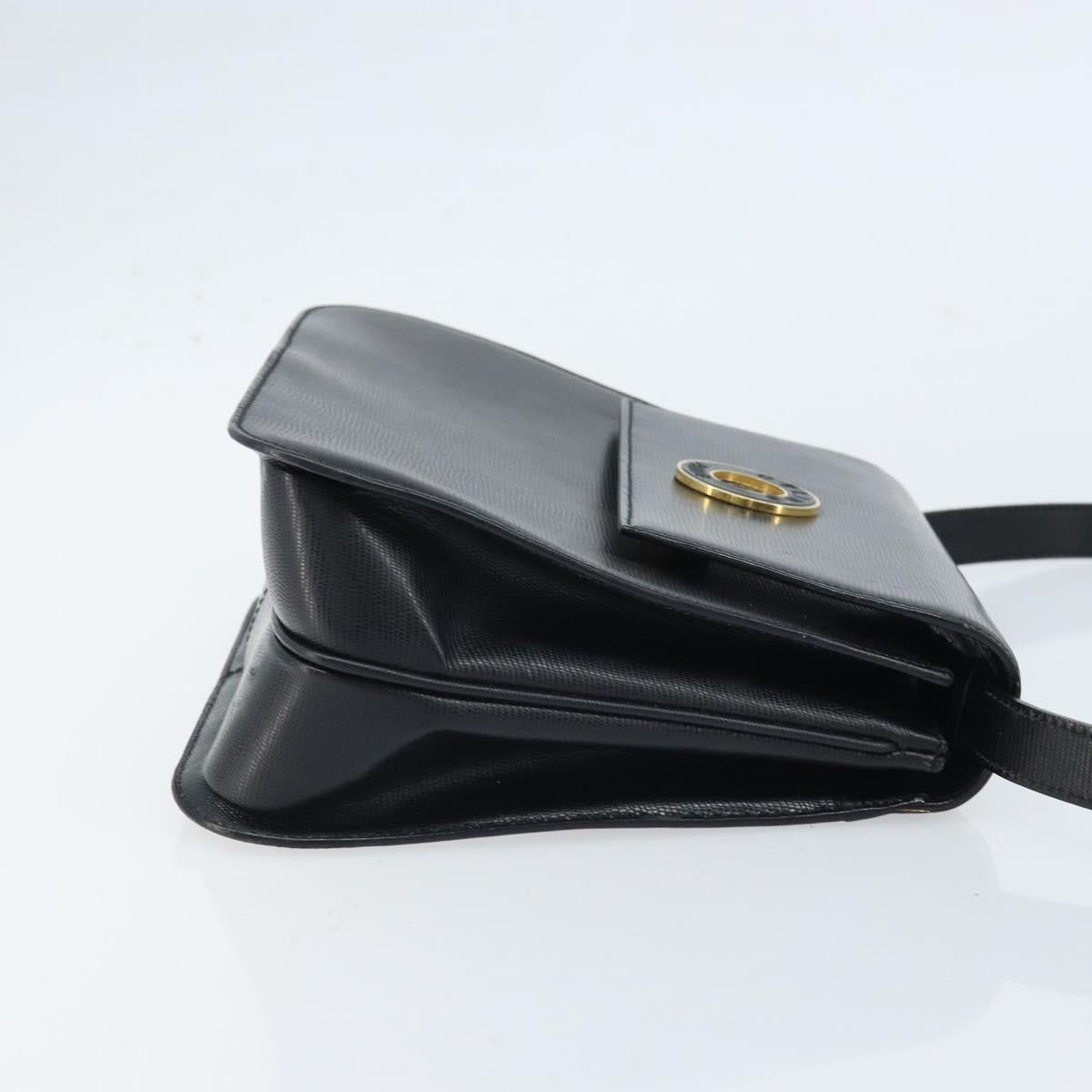 CELINE Hand Bag Leather 2way Black Gold