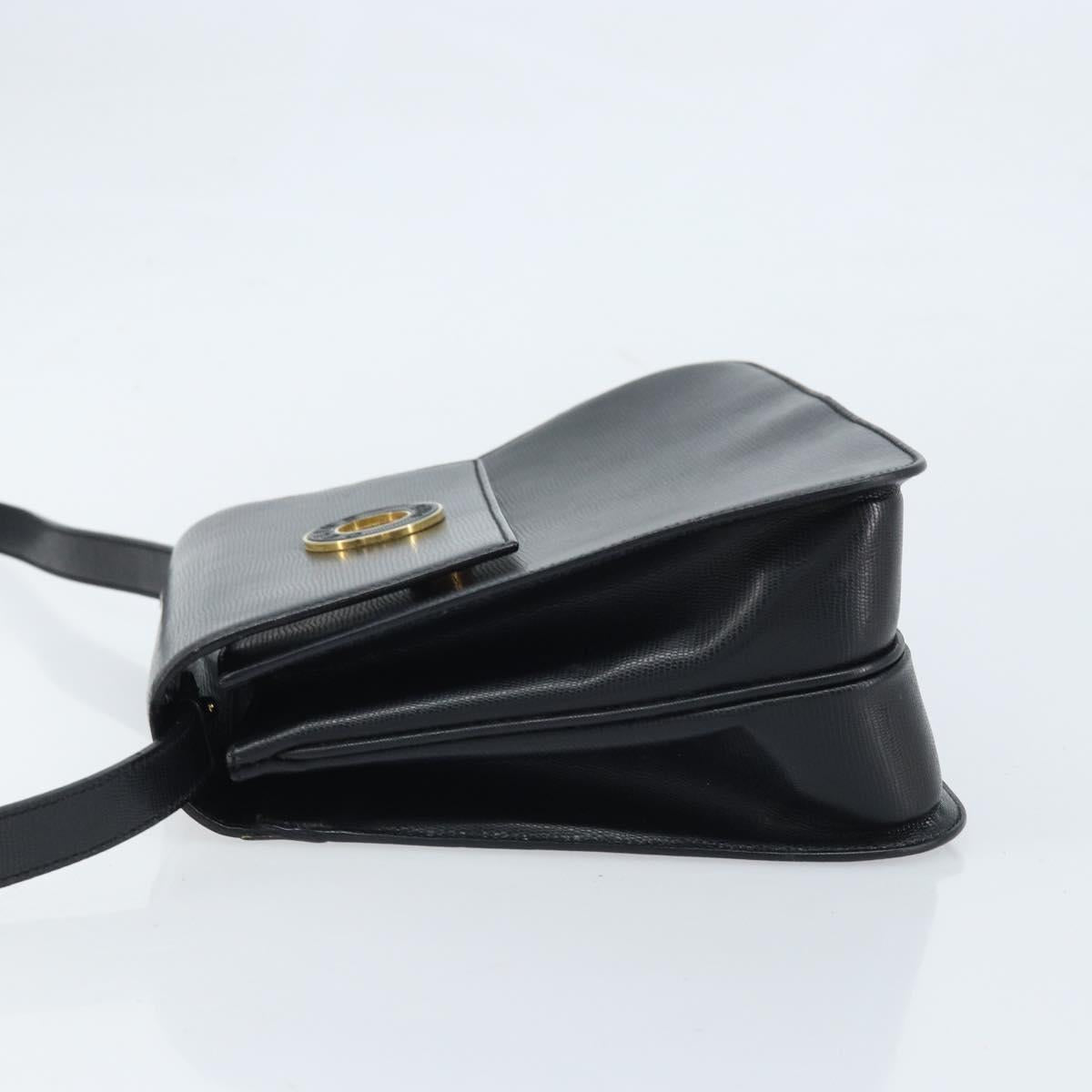 CELINE Hand Bag Leather 2way Black Gold
