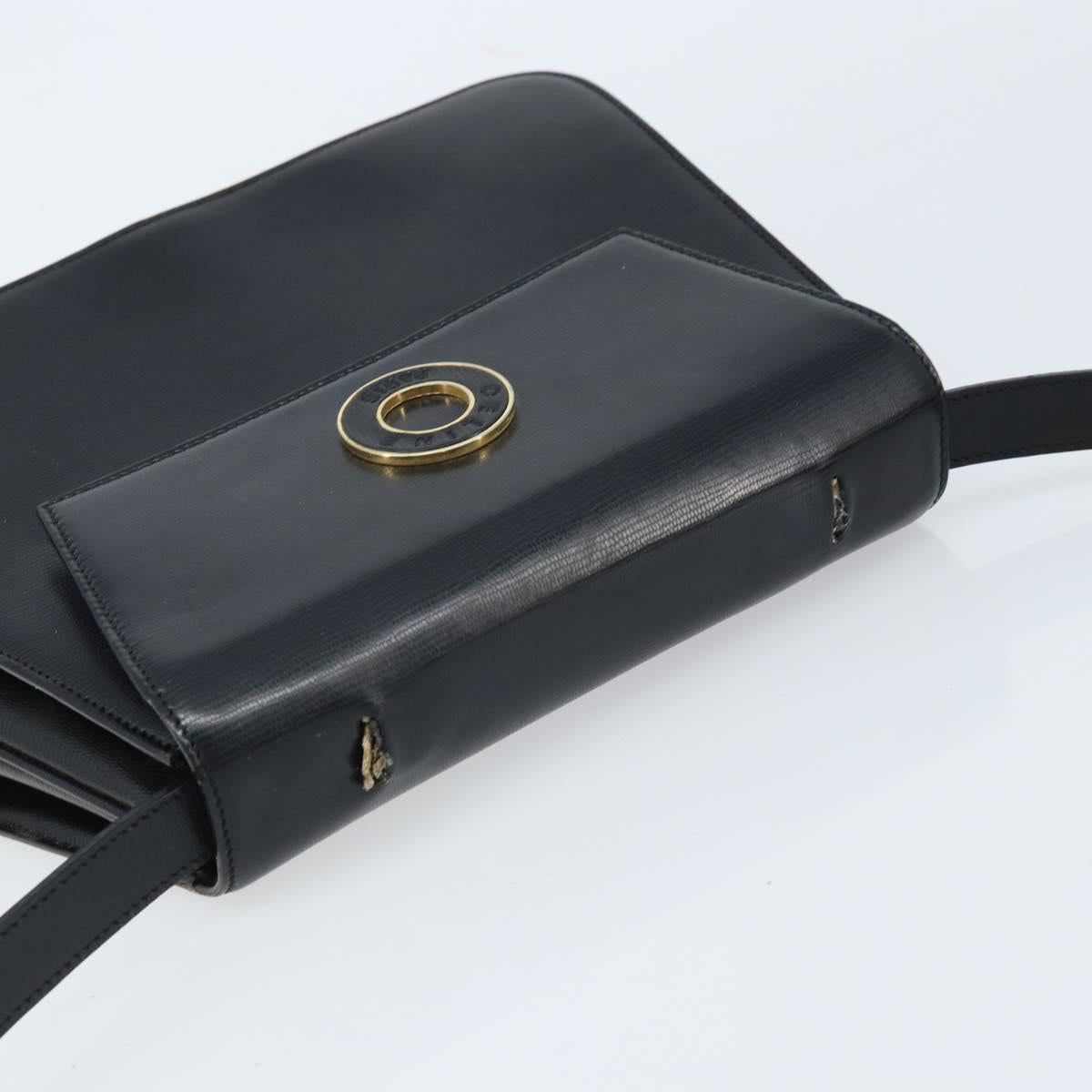 CELINE Hand Bag Leather 2way Black Gold
