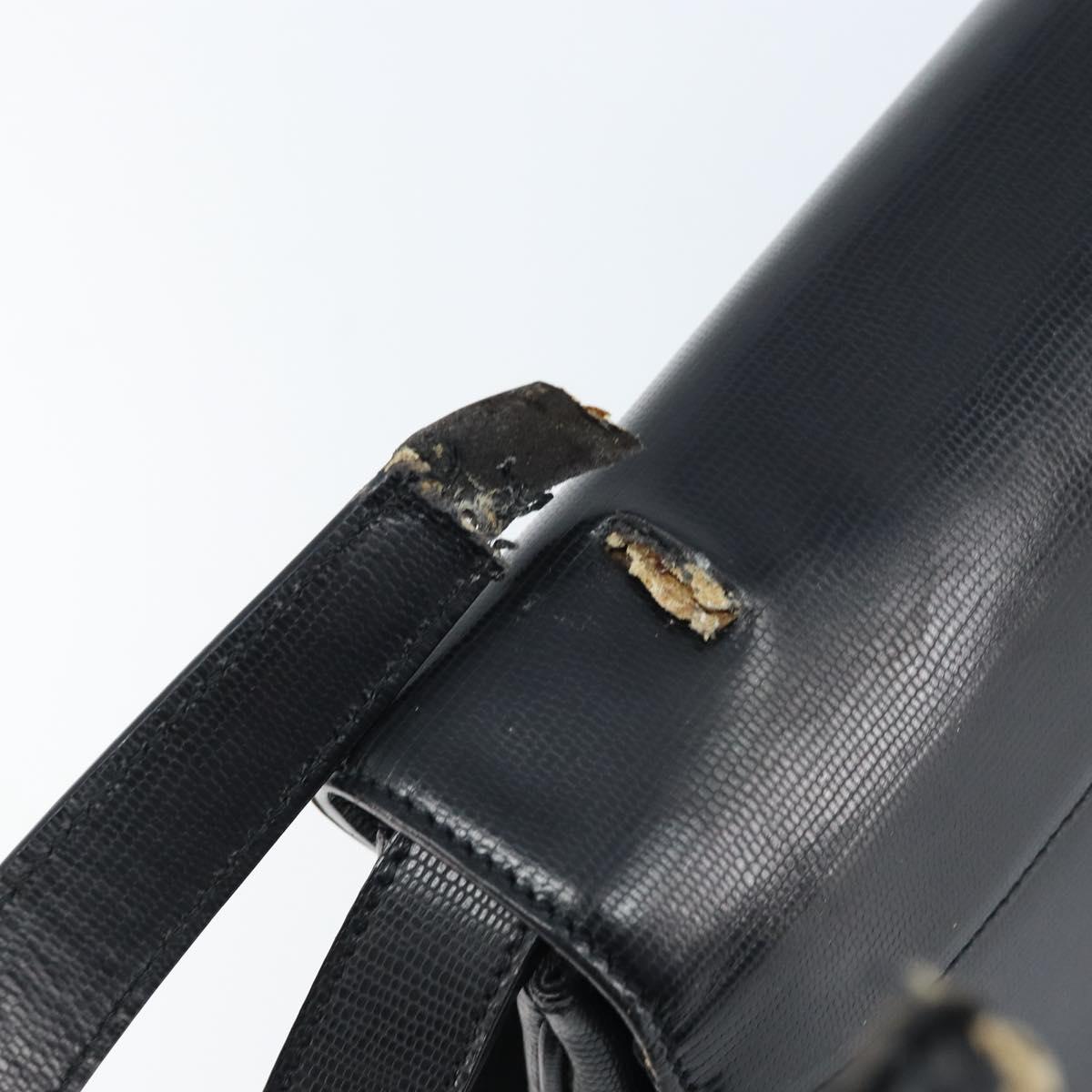 CELINE Hand Bag Leather 2way Black Gold