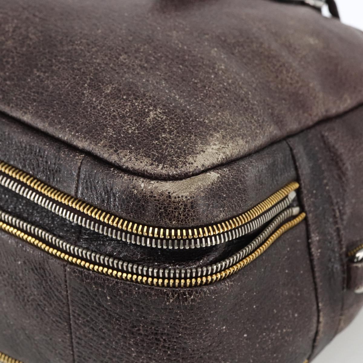 PRADA Hand Bag Leather Purple Silver